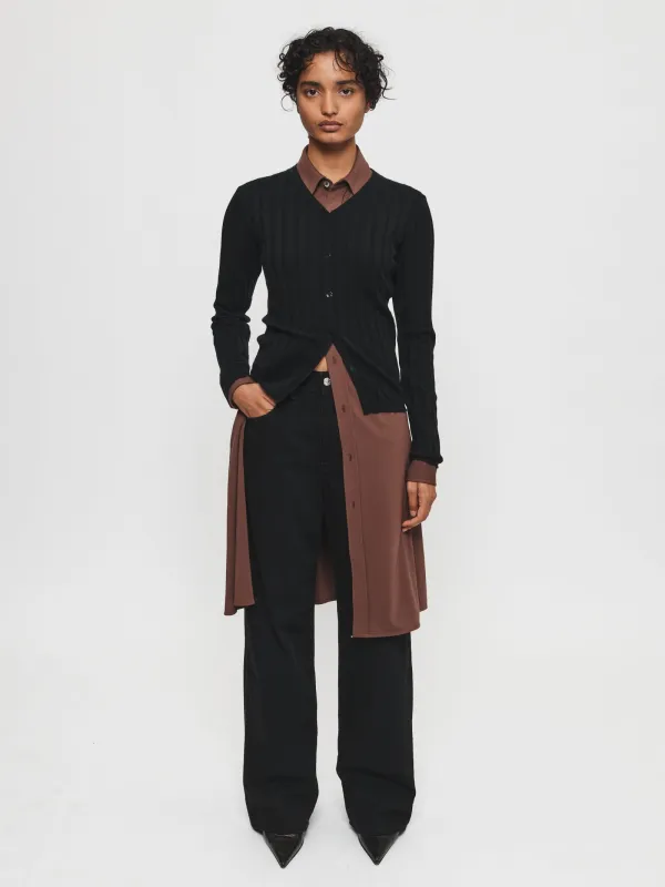 Wide Rib Cardigan Black made by 6397