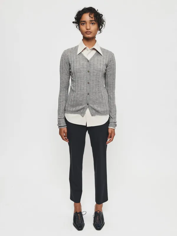 Wide Rib Cardigan Grey Melange made by 6397