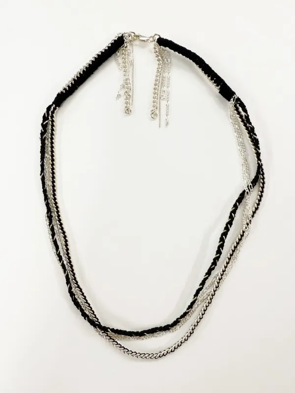 6397 X Alyssa Norton Sterling Chains with Black Silk Necklace made by 6397