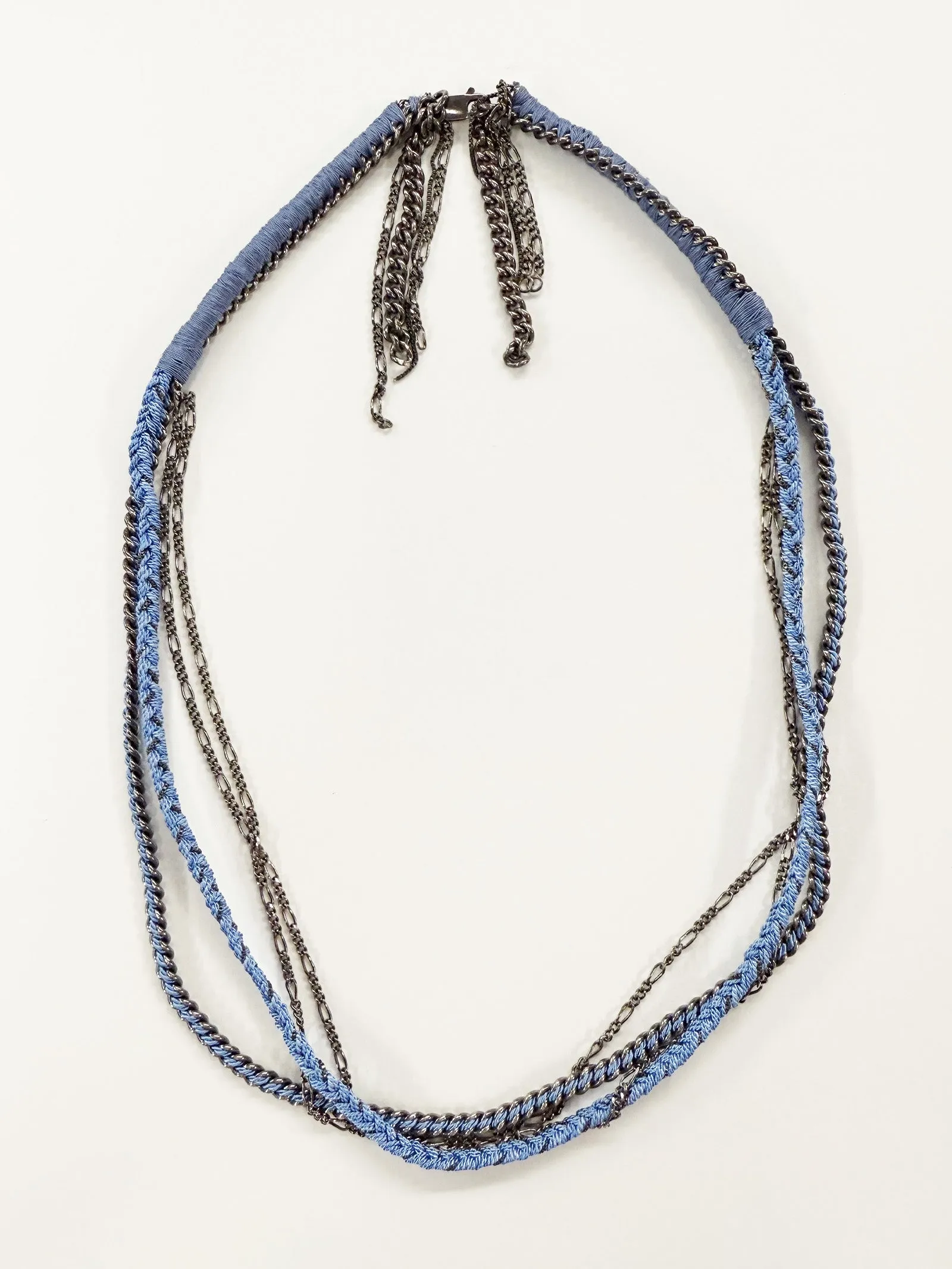 6397 X Alyssa Norton Sterling Chains with Light Blue Silk Necklace sold by 6397