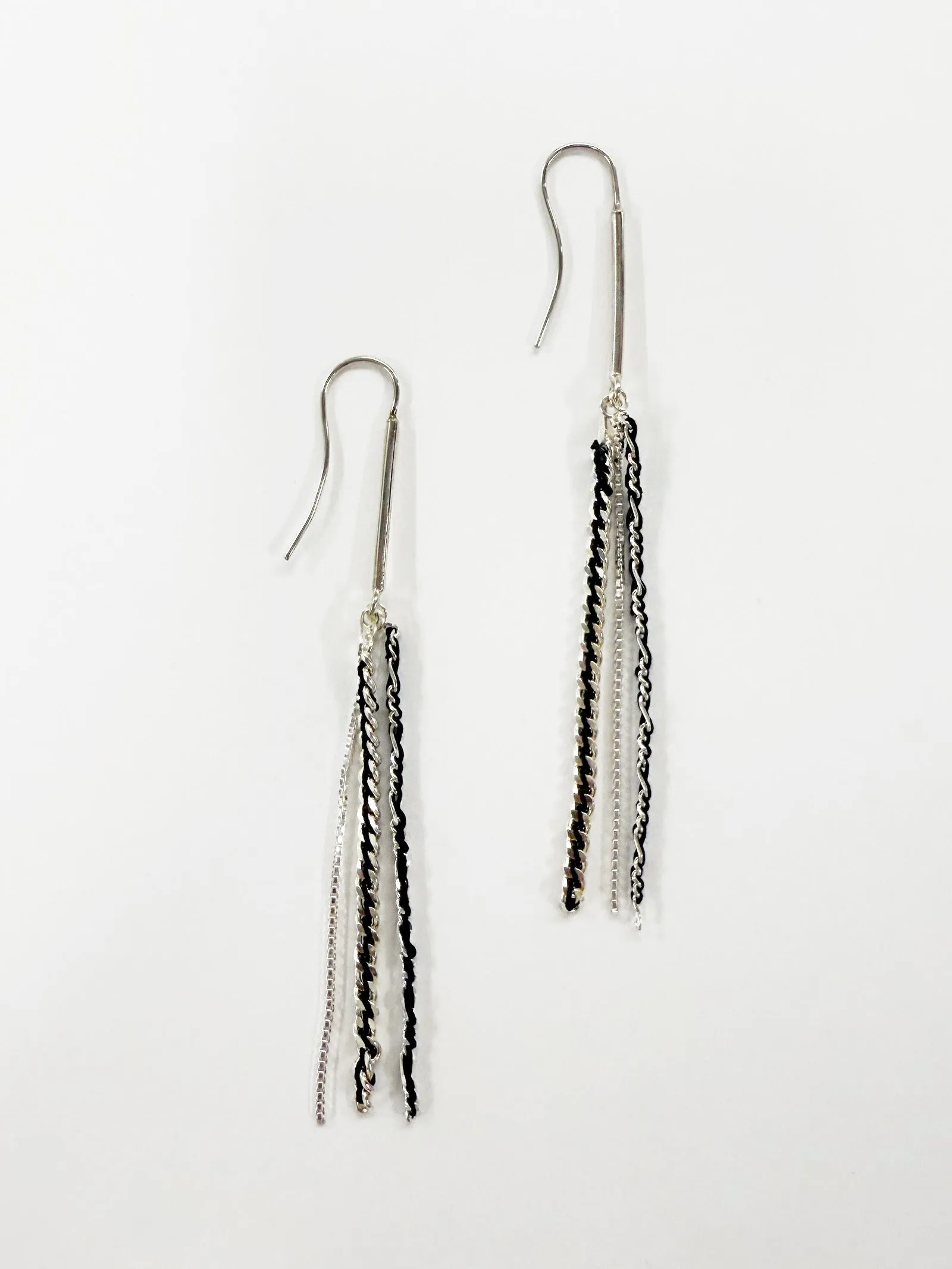 6397 x Alyssa Norton Black Silk Embroidered Chain Earrings sold by 6397