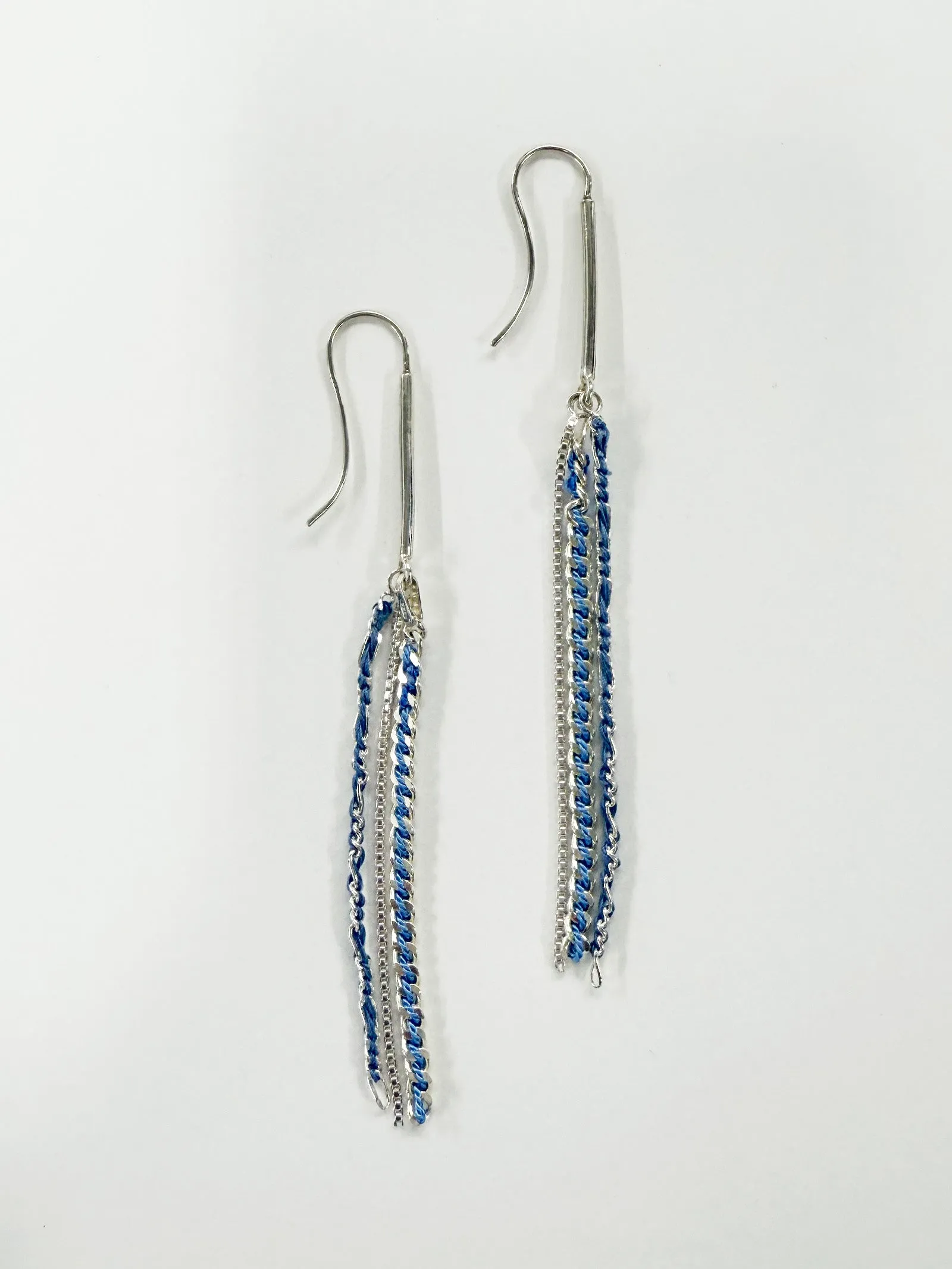 6397 x Alyssa Norton Blue Silk Embroidered Chain Earrings sold by 6397
