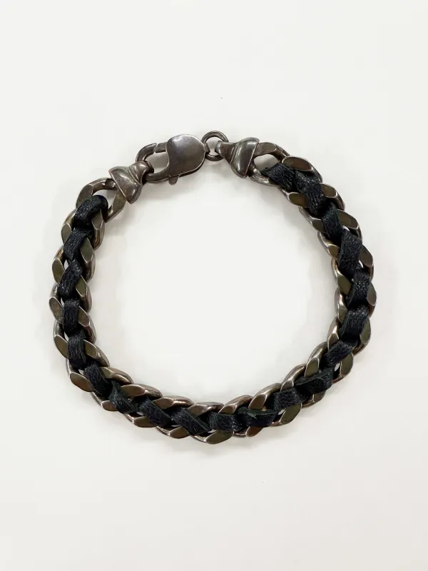 6397 x Alyssa Norton Black Leather Embroidered Bracelet made by 6397