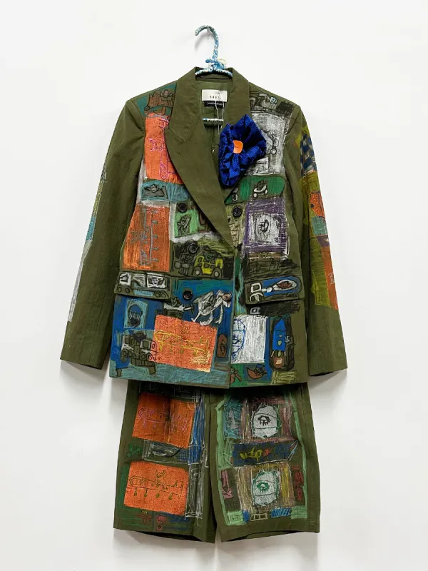 Isabel Gallegos Olive Short Suit made by 6397