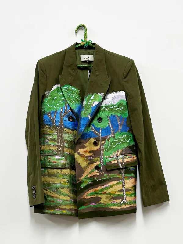 Peter Salsman Double Breasted Blazer Olive made by 6397