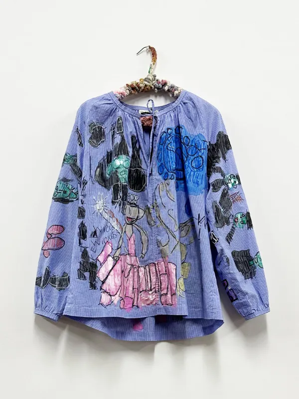 Kathleen Miller Pinstripe Peasant Top made by 6397