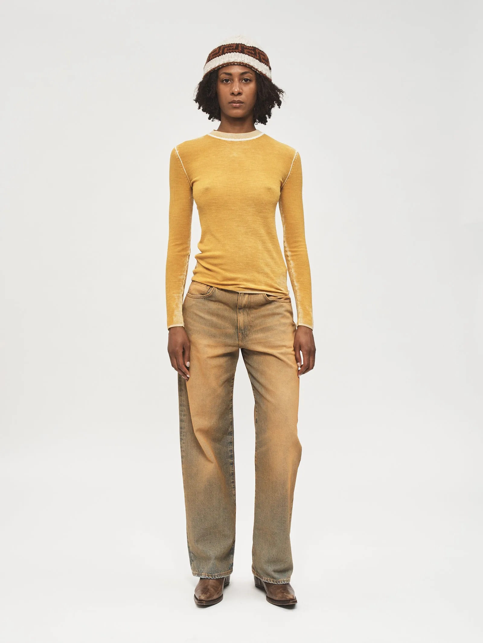 Printed L/S Crew Marigold sold by 6397