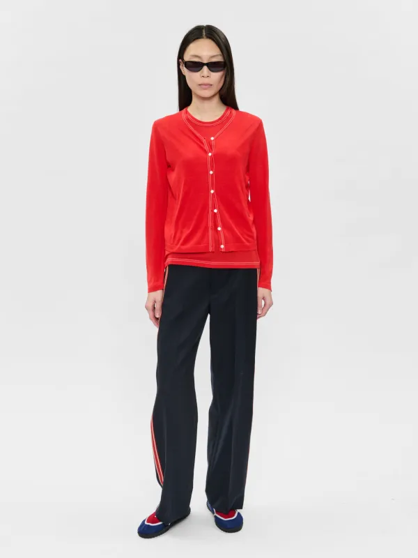 Contrast Stitch Cardigan Tomato made by 6397