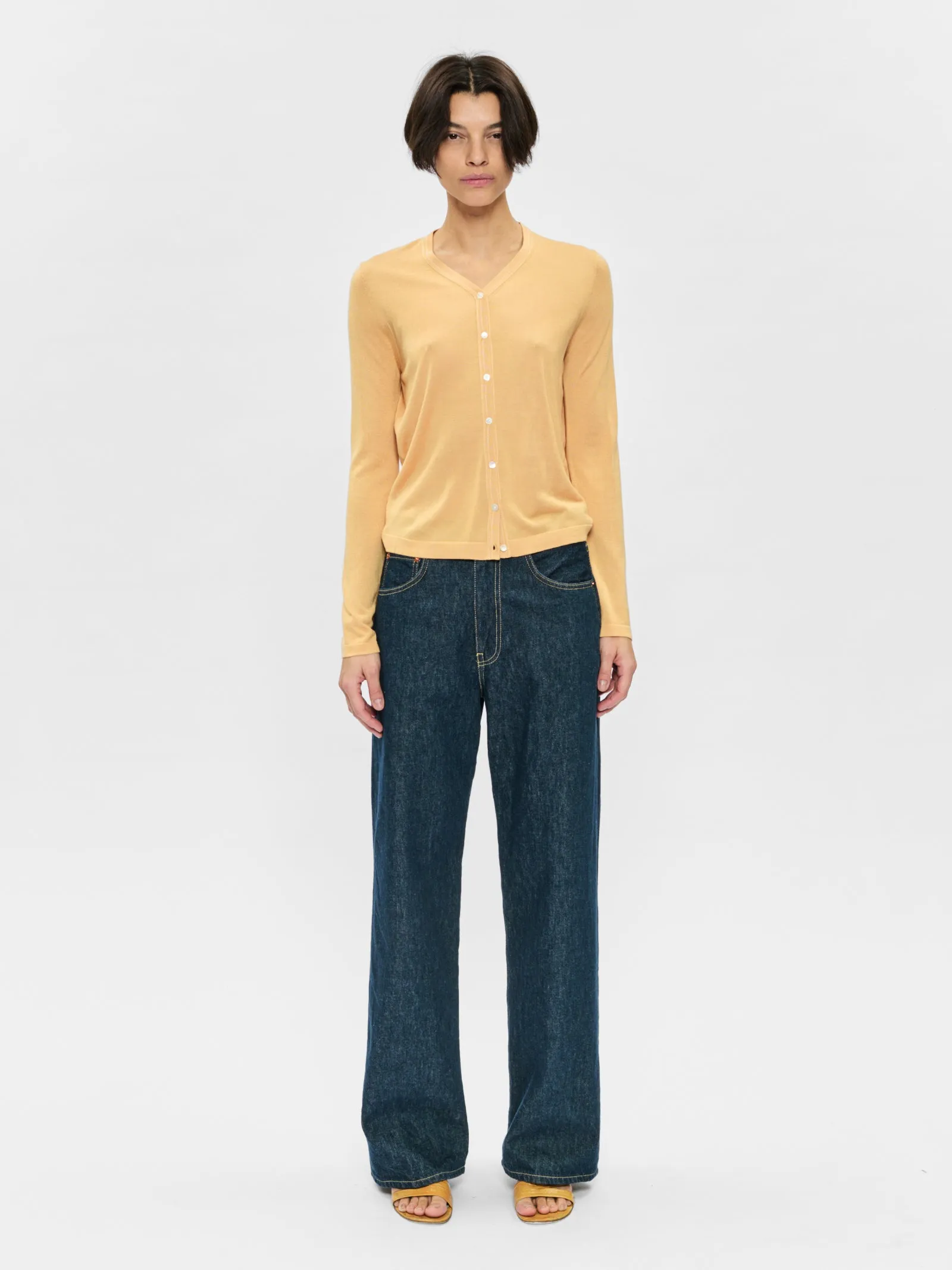 Contrast Stitch Cardigan Creamsicle sold by 6397