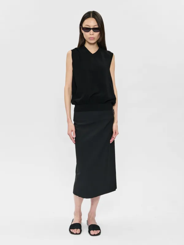 Pleated Wrap Skirt Jet made by 6397