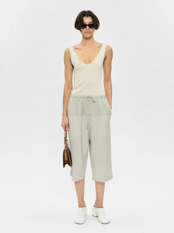 Cropped Drawstring Pant Stone made by 6397