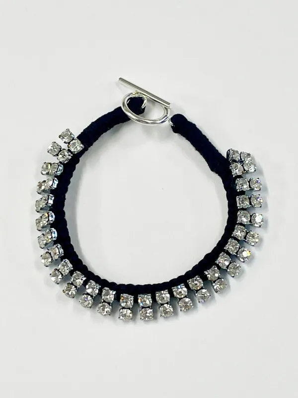 Alyssa Norton One-of-a-Kind Black Silk & Vintage Rhinestones Bracelet made by 6397