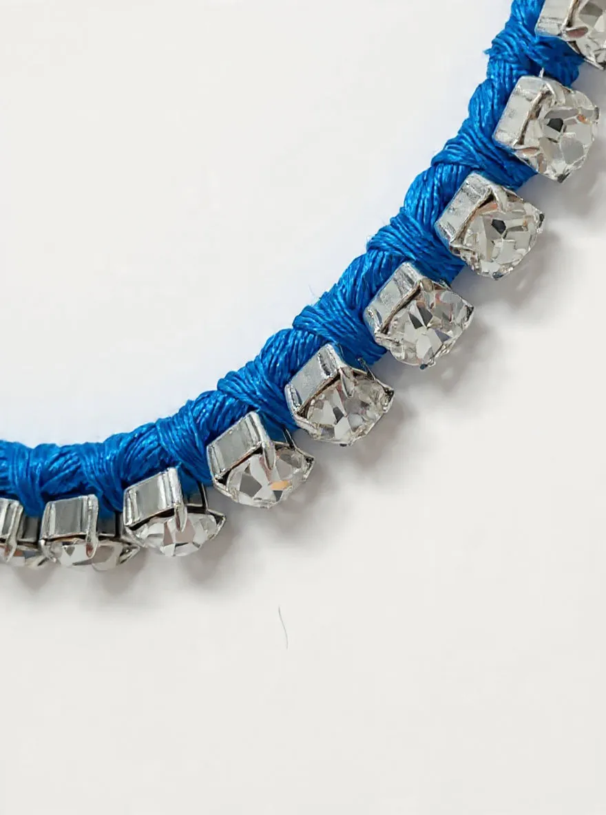Alyssa Norton Blue Silk and Rhinestone Choker sold by 6397 product image thumbnail 2