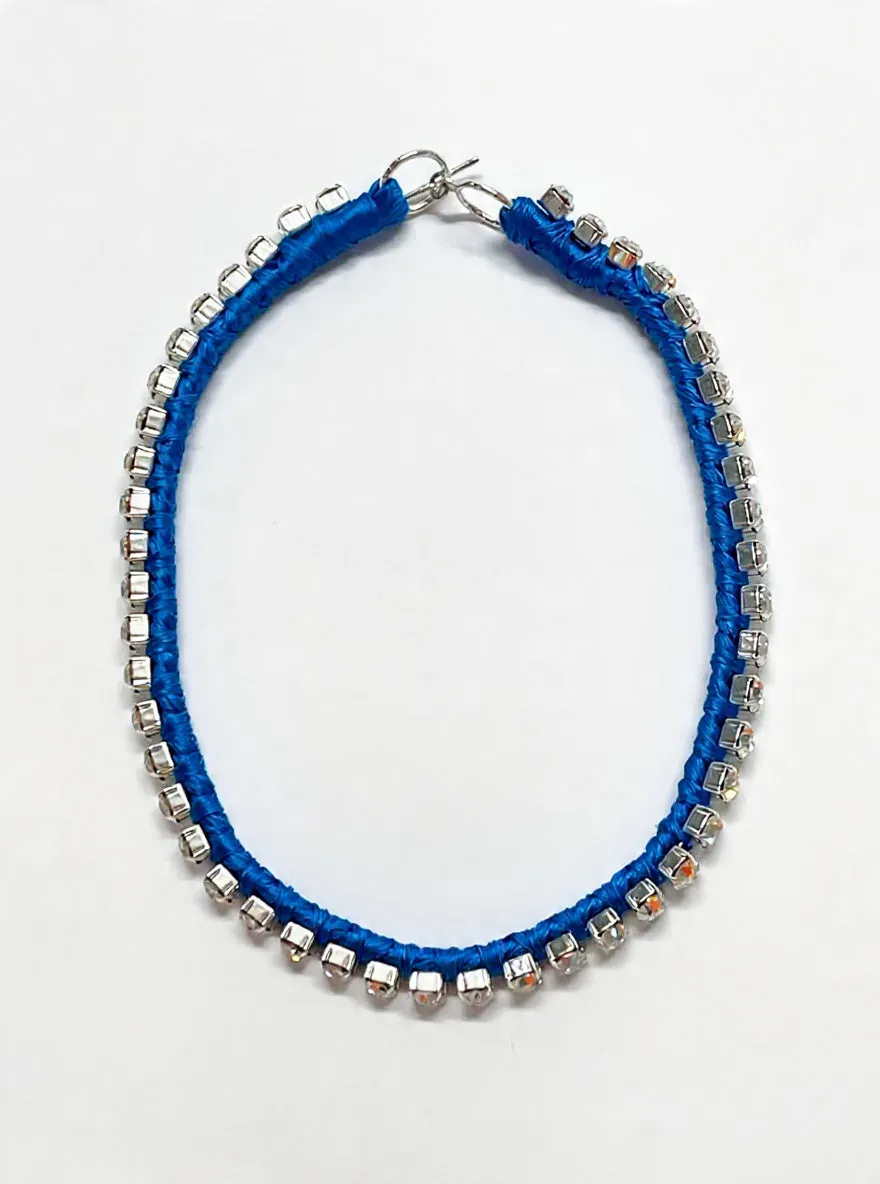 Alyssa Norton Blue Silk and Rhinestone Choker sold by 6397