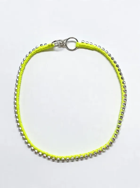 Alyssa Norton Neon Yellow Rhinestone Choker made by 6397
