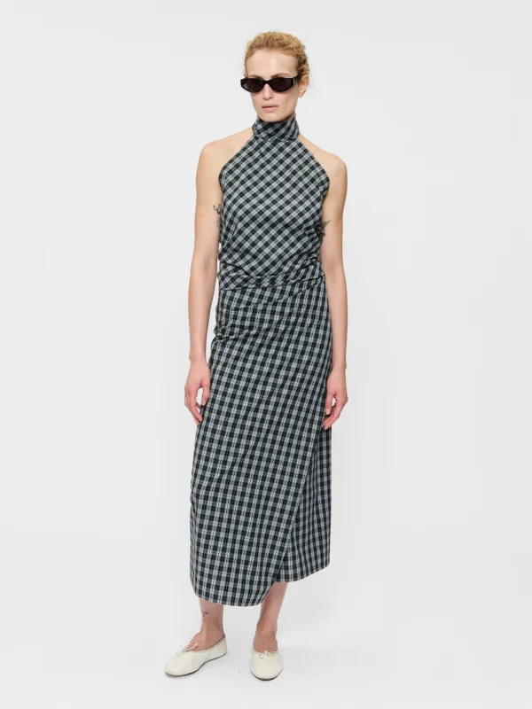 Draped Wrap Skirt Black Plaid made by 6397