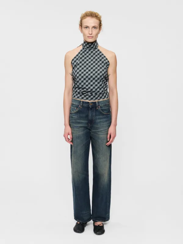 Scarf Top Black Plaid made by 6397
