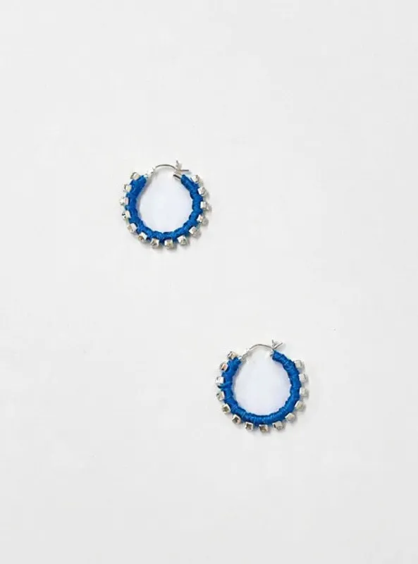 6397 x Alyssa Norton Medium Hoops with Blue Silk and Rhinestones made by 6397