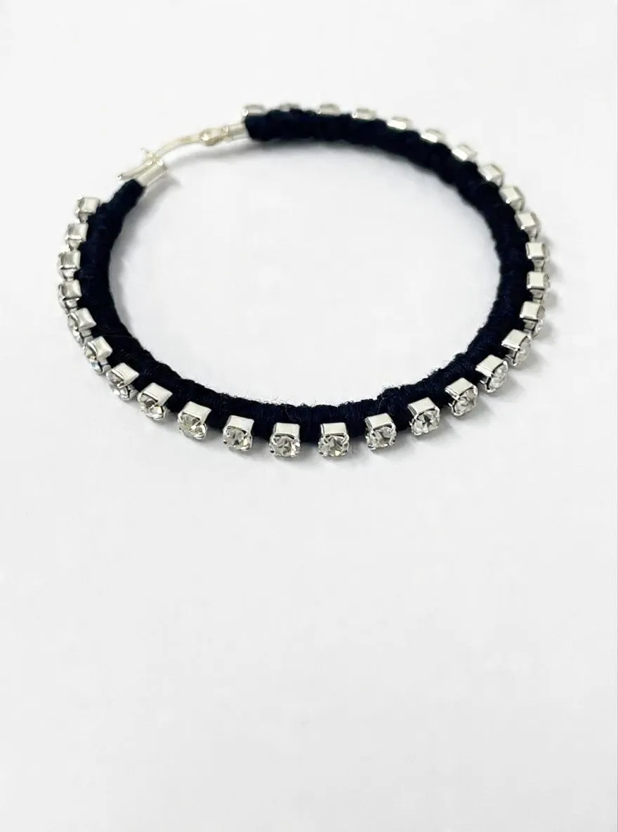 6397 x Alyssa Norton Large Hoops with Black Silk and Rhinestones sold by 6397 product image thumbnail 2