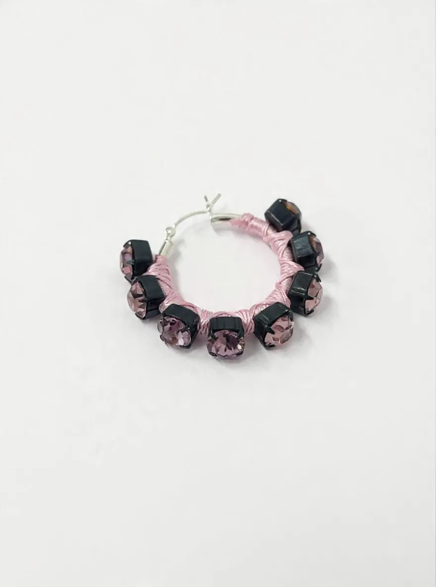 6397 x Alyssa Norton Medium Hoops with Pink Silk and Rhinestones sold by 6397 product image thumbnail 2