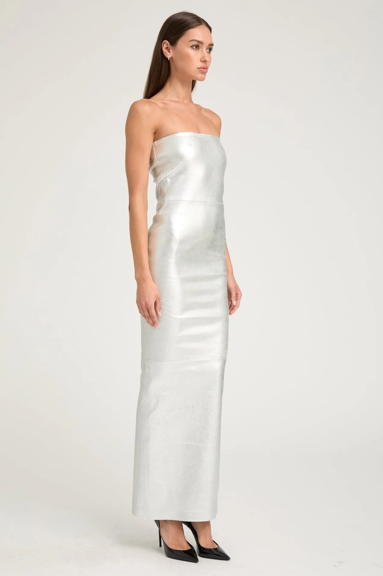 Metallic Silver Leather Gown sold by SPRWMN product image thumbnail 2