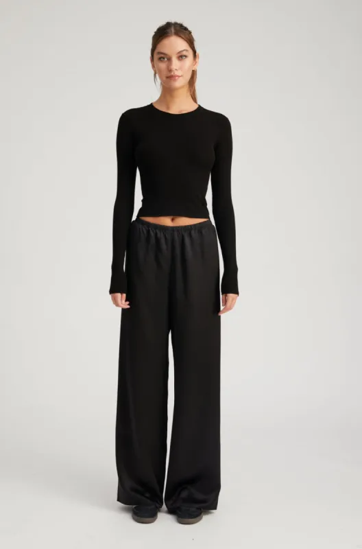 Black Rib Cropped Long Sleeve Tee sold by SPRWMN
