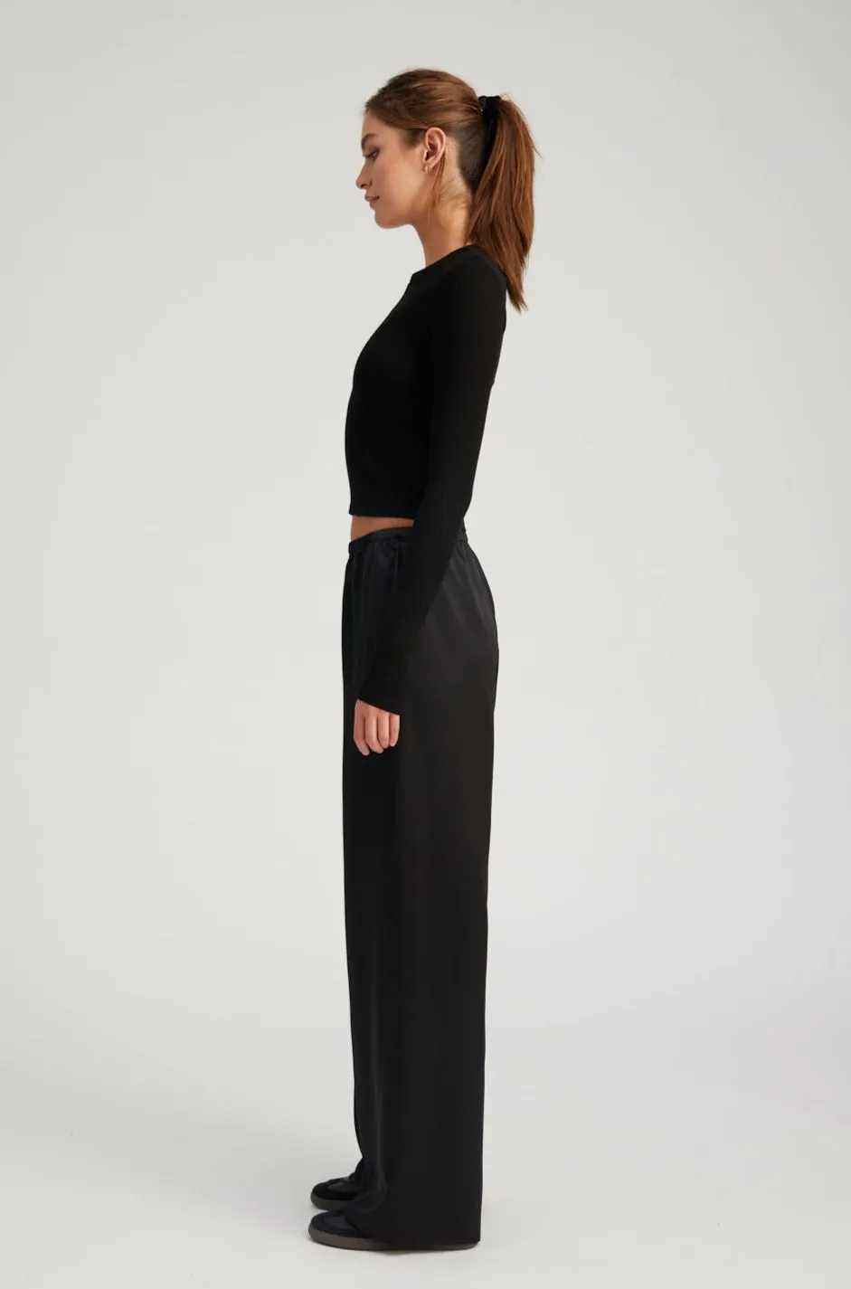 Black Rib Cropped Long Sleeve Tee sold by SPRWMN product image thumbnail 4