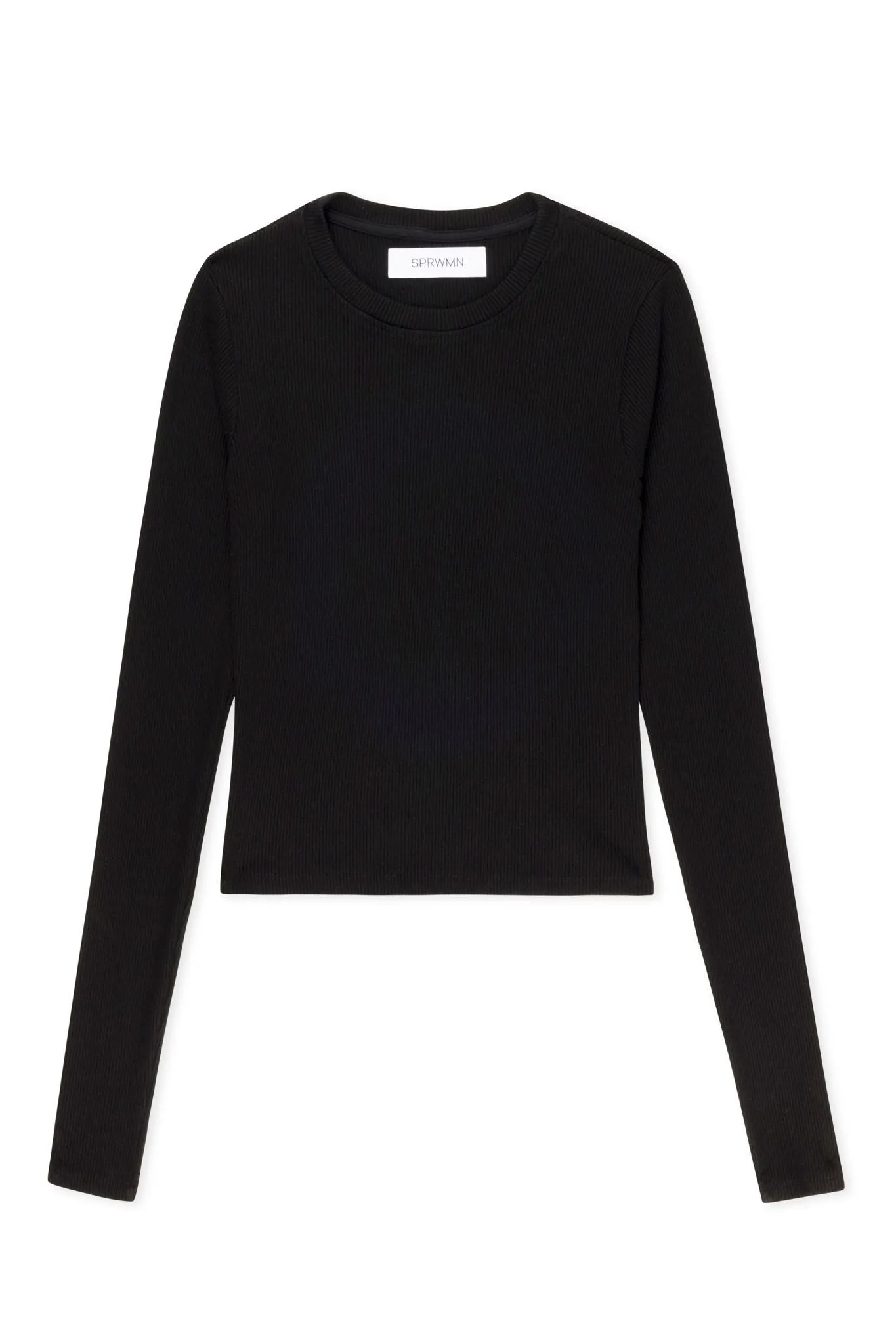 Black Rib Cropped Long Sleeve Tee sold by SPRWMN product image thumbnail 2