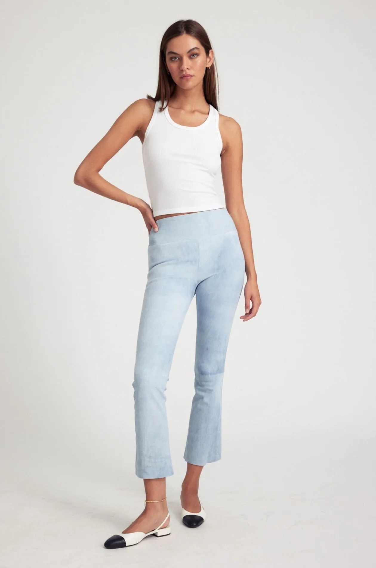 Sky Suede Ankle Flare sold by SPRWMN