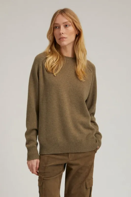 Olive Cashmere Boyfriend Sweater sold by SPRWMN
