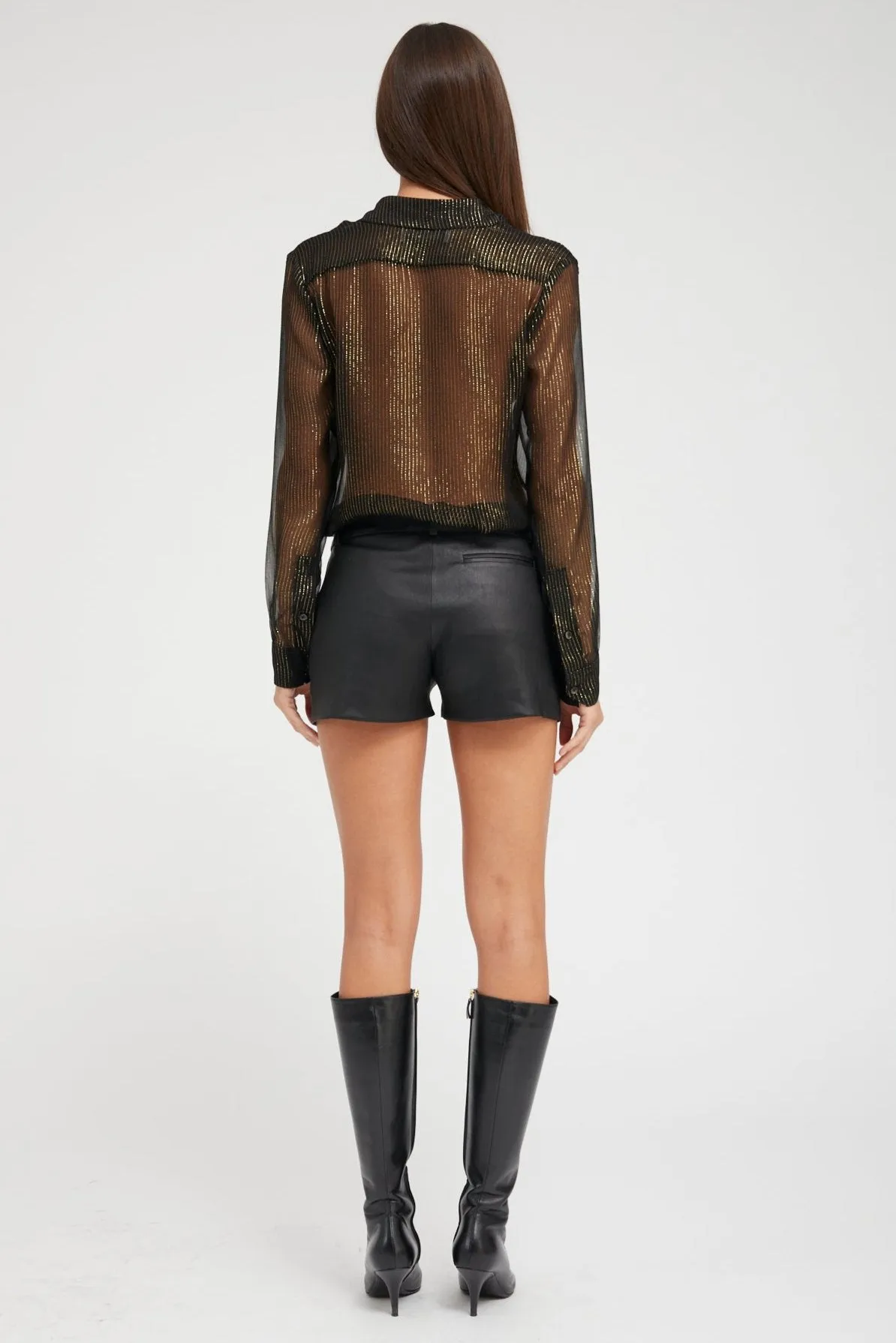 Black Leather Mini Trouser Shorts sold by SPRWMN product image thumbnail 4
