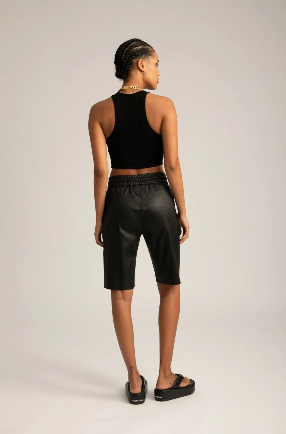 Black Leather All Star Shorts sold by SPRWMN product image thumbnail 4
