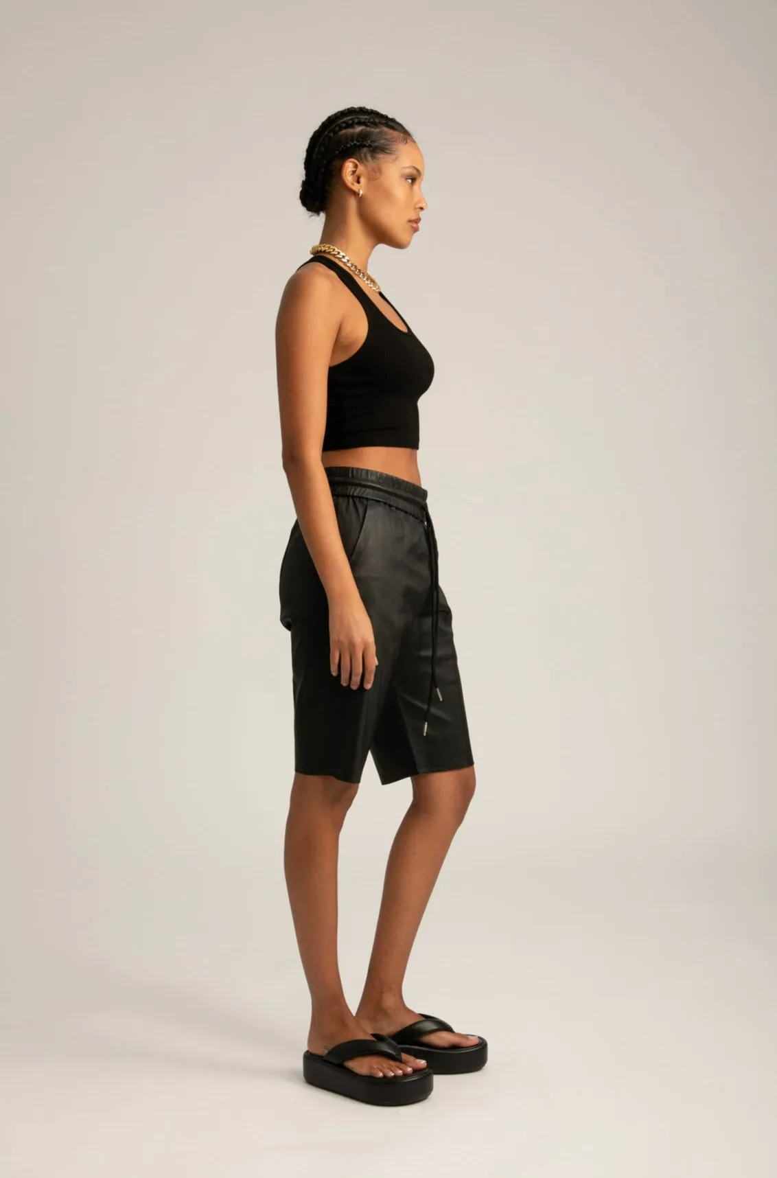 Black Leather All Star Shorts sold by SPRWMN product image thumbnail 3