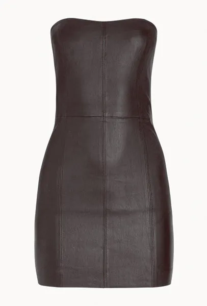 Dark Chocolate Leather Strapless Dress sold by SPRWMN product image thumbnail 5