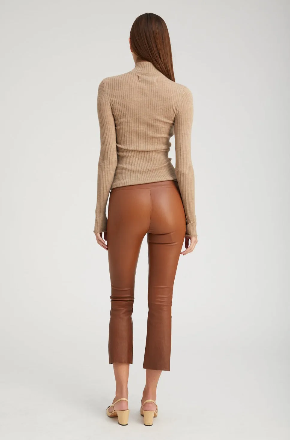 Walnut Leather Crop Flare Leggings sold by SPRWMN product image thumbnail 4