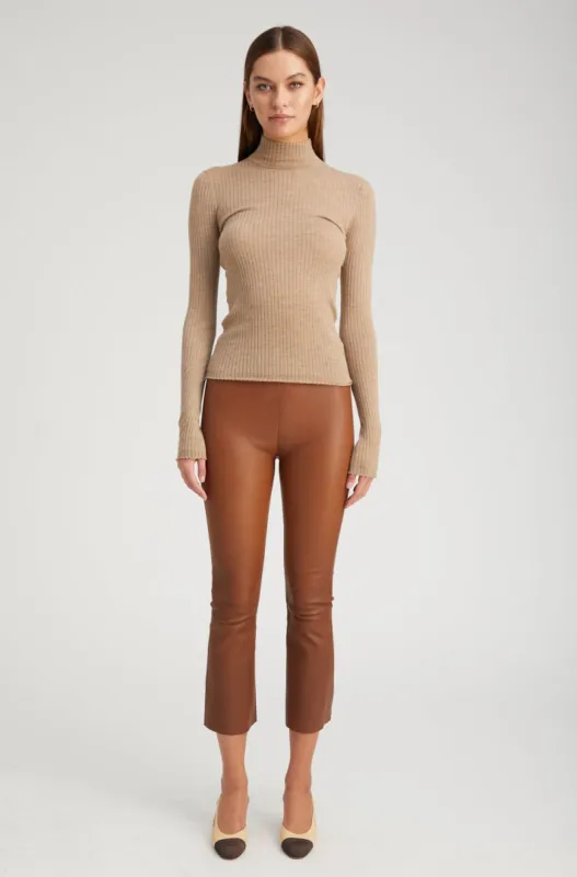 Walnut Leather Crop Flare Leggings sold by SPRWMN