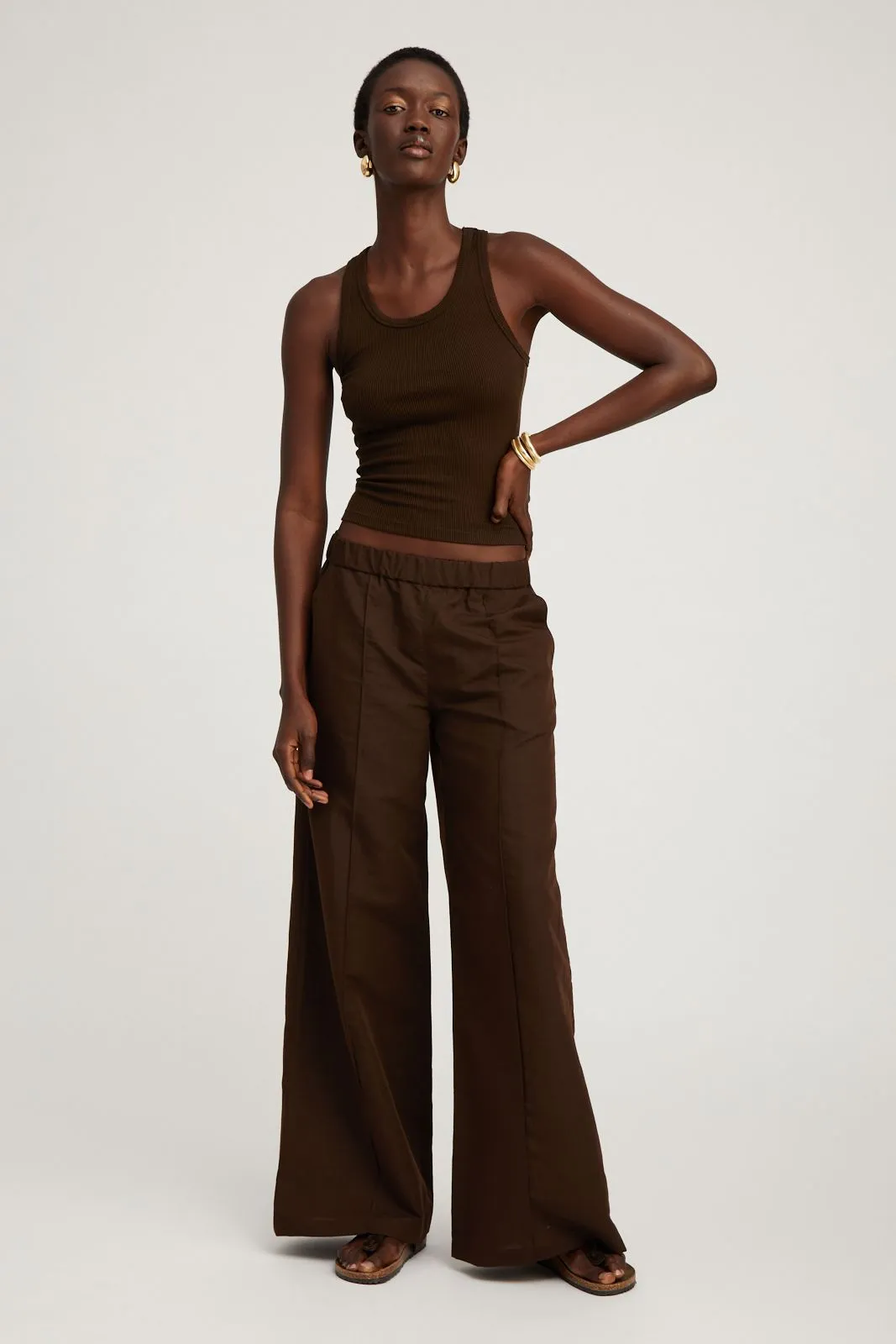 Americano Linen Wide Leg Pintuck Trousers sold by SPRWMN product image thumbnail 3