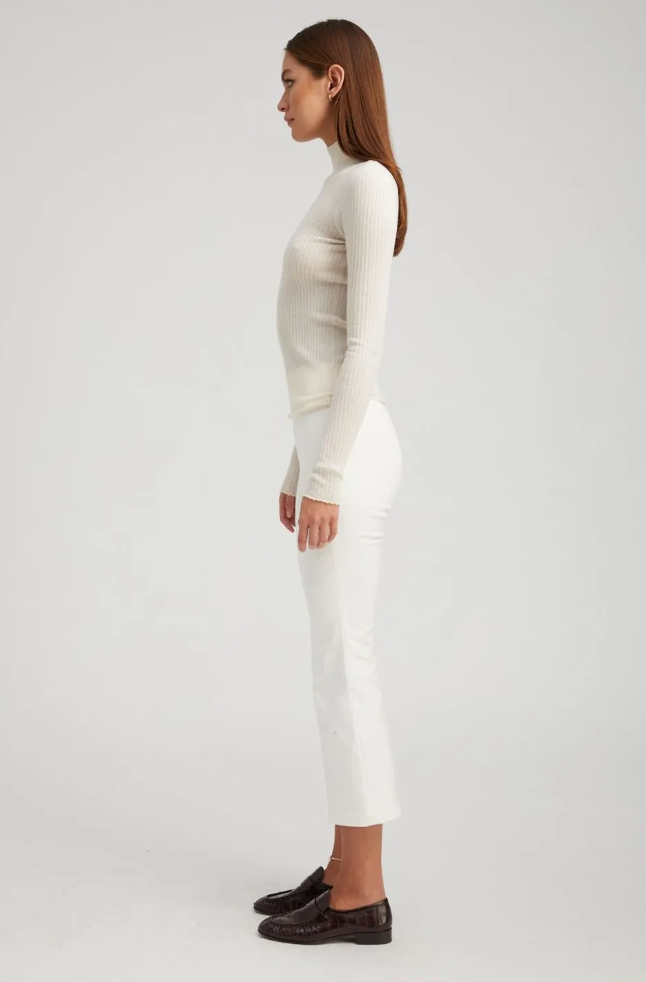 White Corduroy Crop Flare Pants sold by SPRWMN product image thumbnail 3