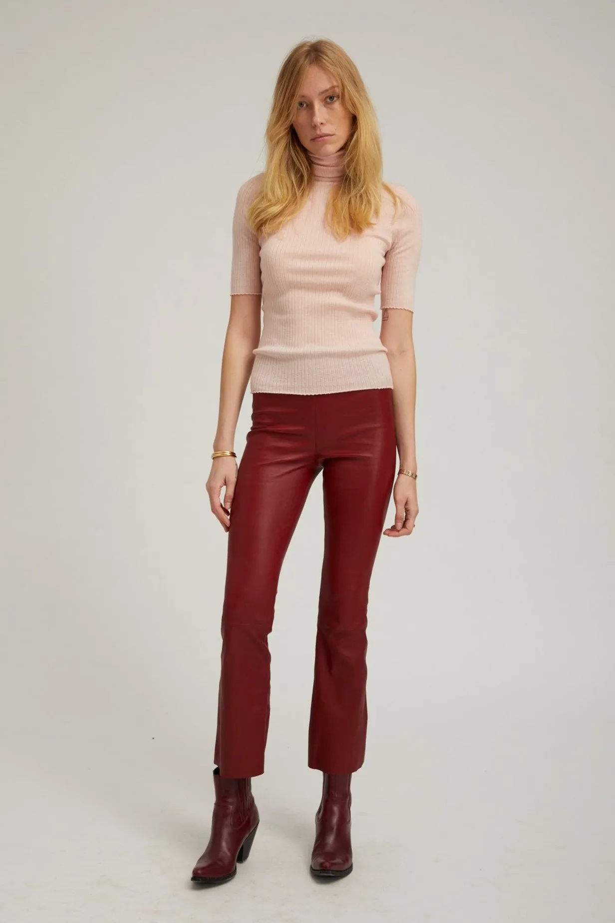 Cherry Leather Ankle Flare sold by SPRWMN product image thumbnail 2