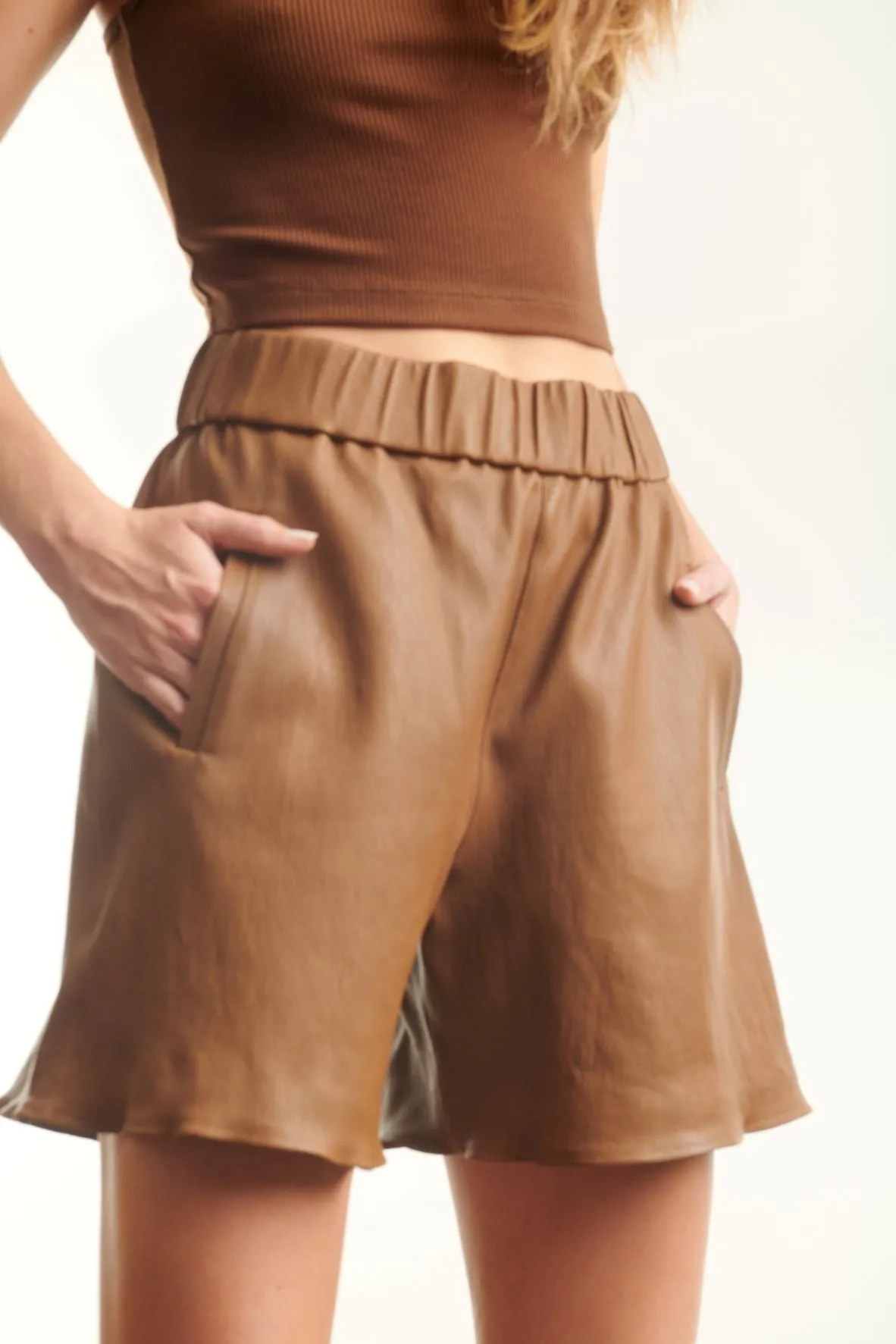 Walnut Leather Culotte Shorts sold by SPRWMN product image thumbnail 2