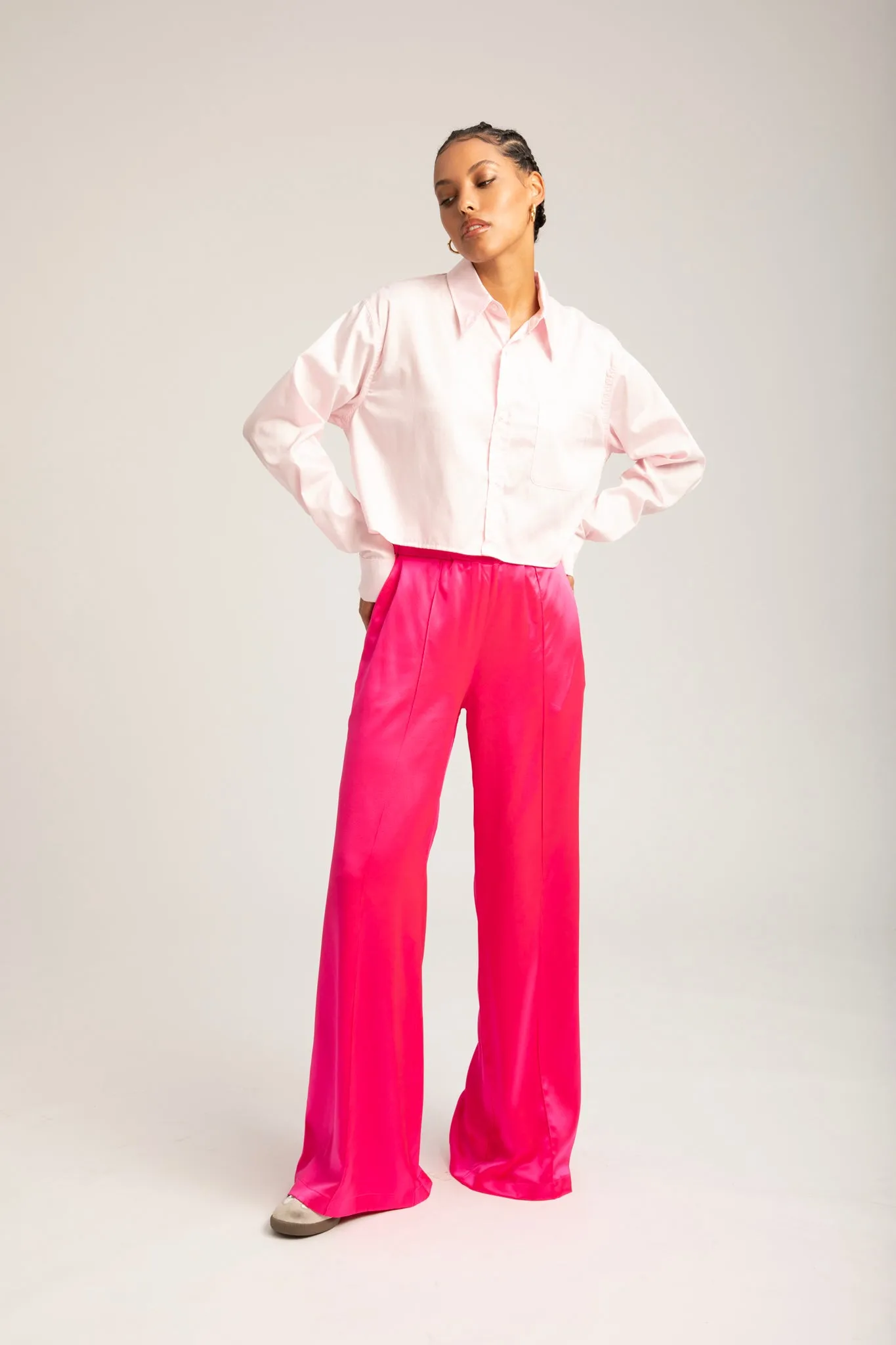 Powder Pink Cotton Cropped Button Down sold by SPRWMN product image thumbnail 2