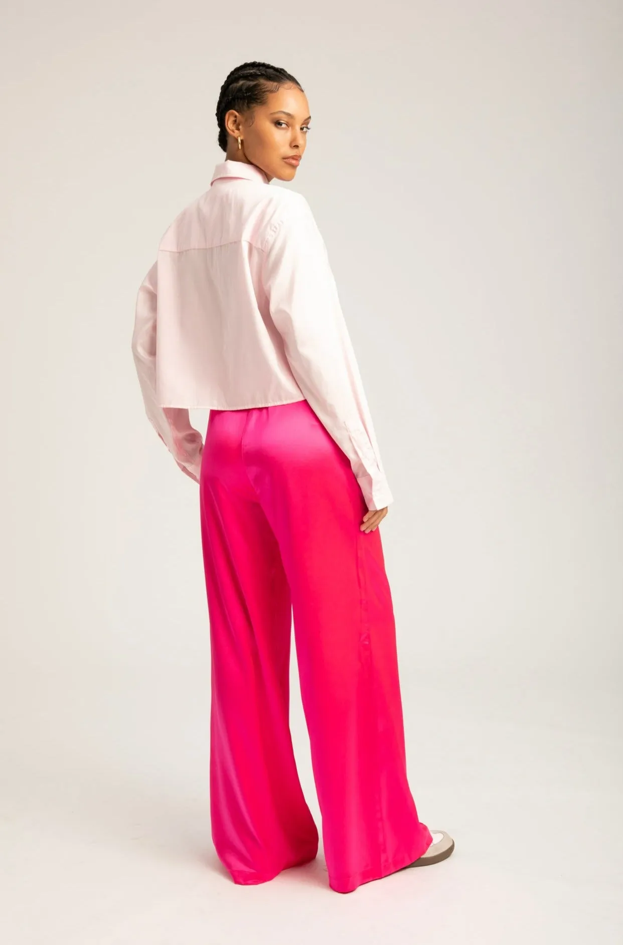 Powder Pink Cotton Cropped Button Down sold by SPRWMN product image thumbnail 4
