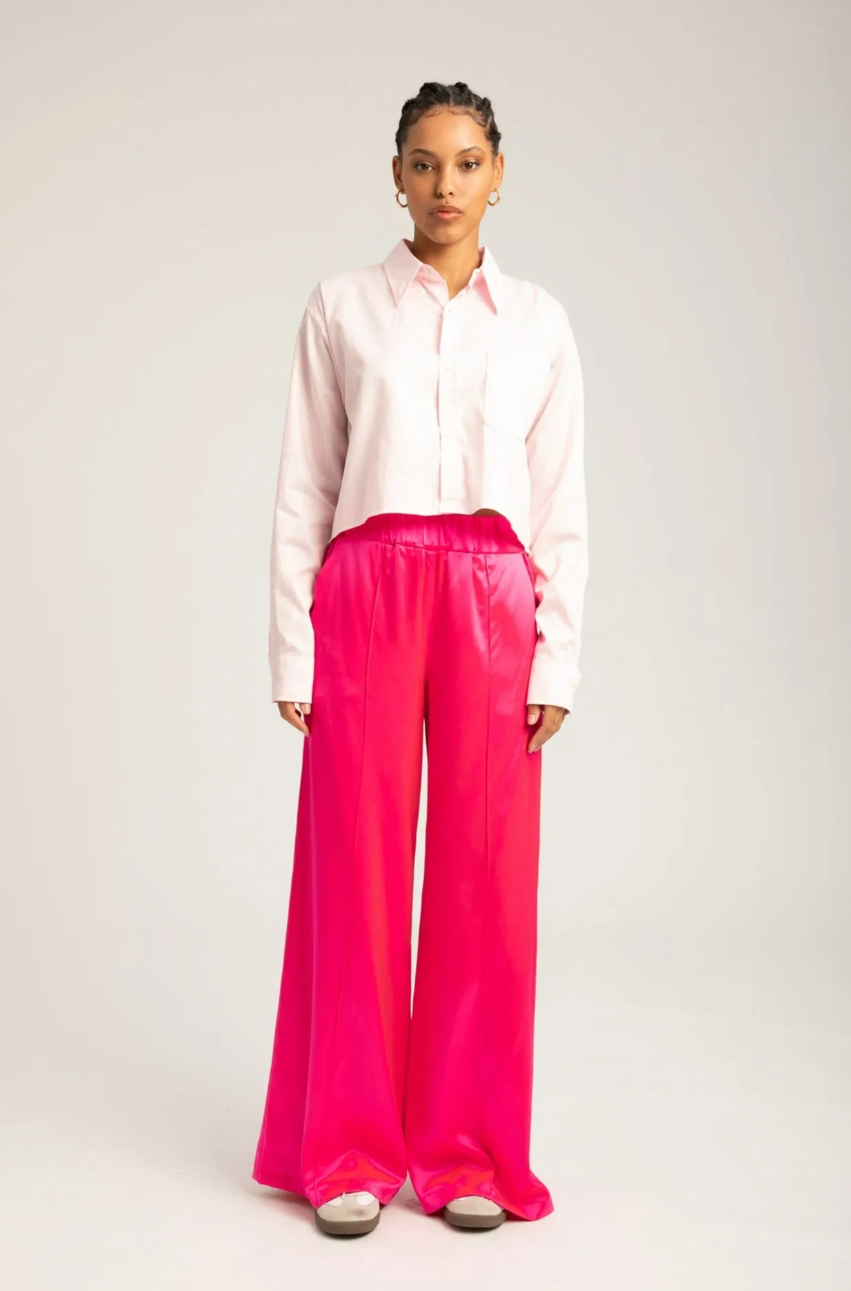 Powder Pink Cotton Cropped Button Down sold by SPRWMN product image thumbnail 3