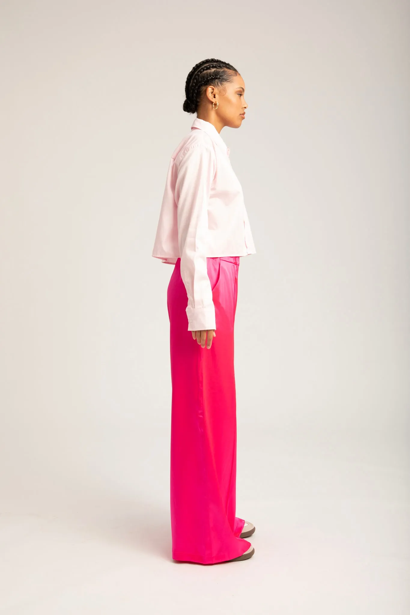 Powder Pink Cotton Cropped Button Down sold by SPRWMN product image thumbnail 5