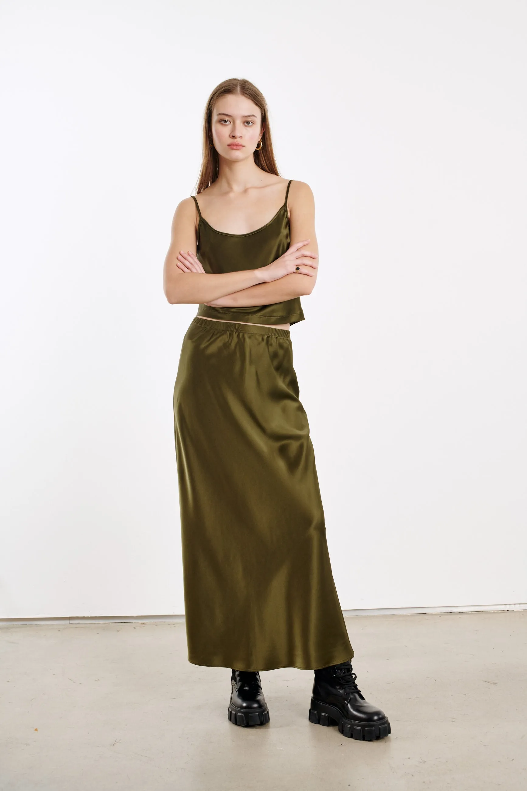 Silk Cropped Scoop Neck Cami sold by SPRWMN product image thumbnail 5