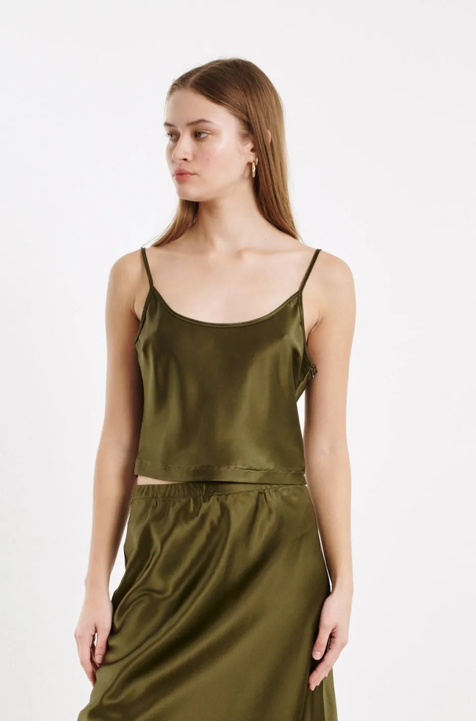 Silk Cropped Scoop Neck Cami sold by SPRWMN