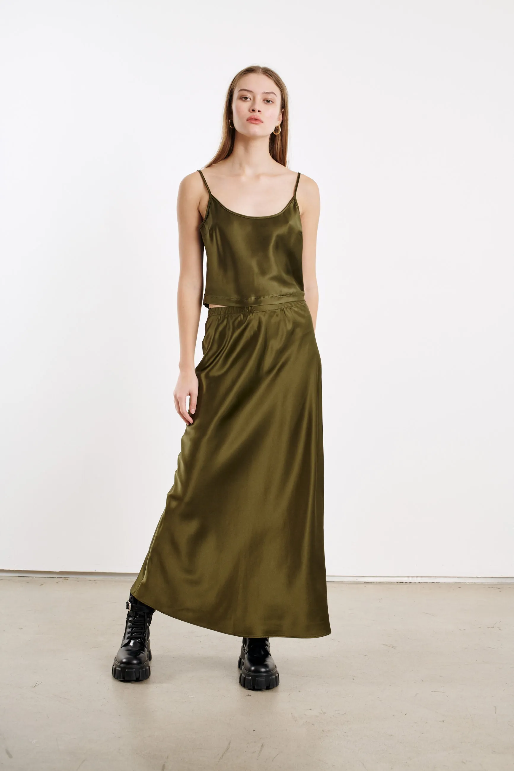 Silk Cropped Scoop Neck Cami sold by SPRWMN product image thumbnail 3