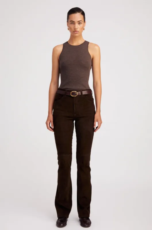 Americano Suede 5 Pocket Micro Flare sold by SPRWMN