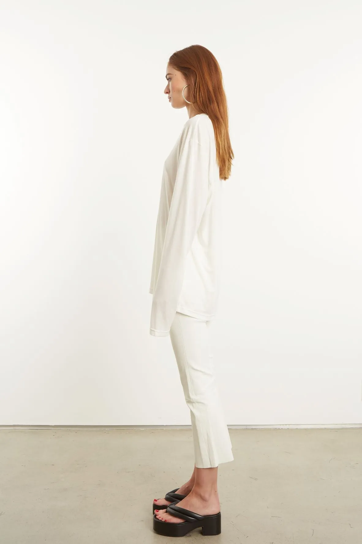White Long Sleeve Oversized Tee sold by SPRWMN product image thumbnail 3