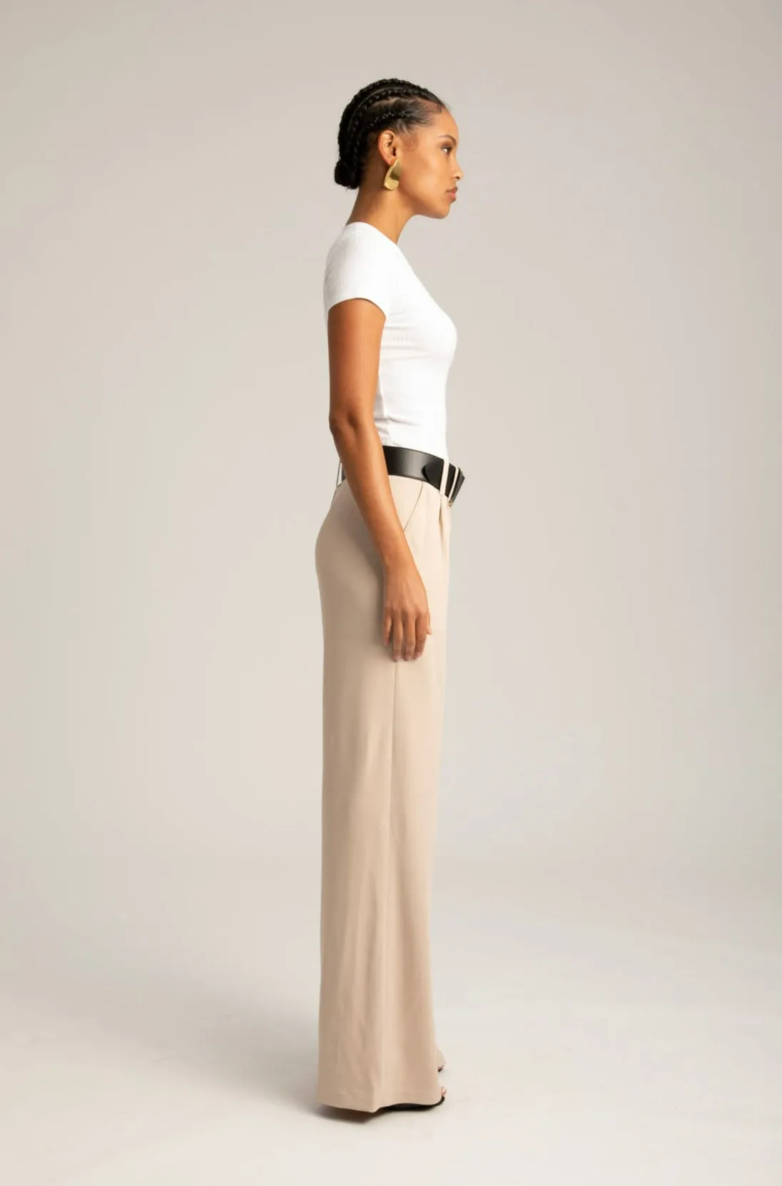 Beige Crepe Pleated Trouser sold by SPRWMN product image thumbnail 4